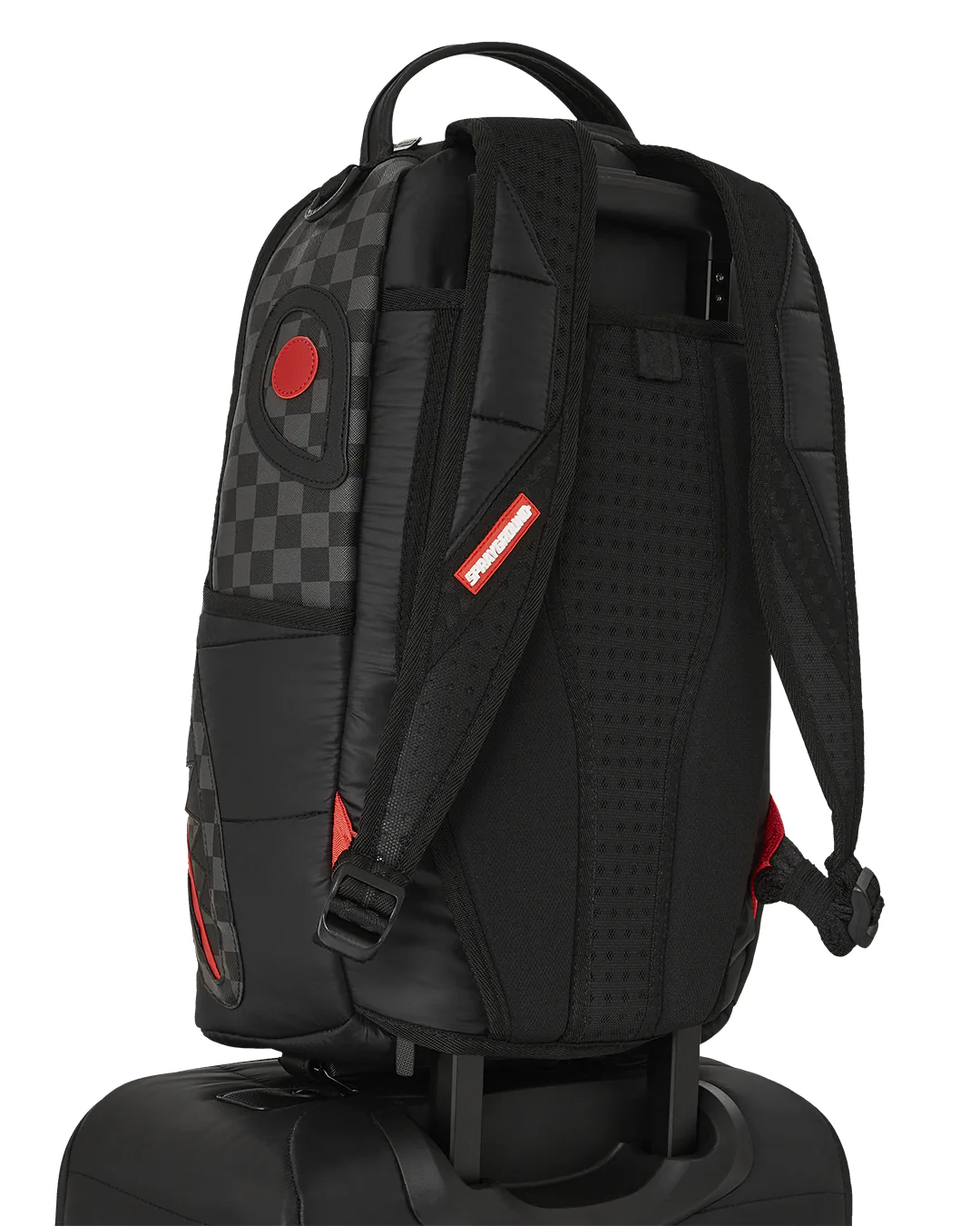 Black Puffer Grey Check Carry-on Luggage - Image 5
