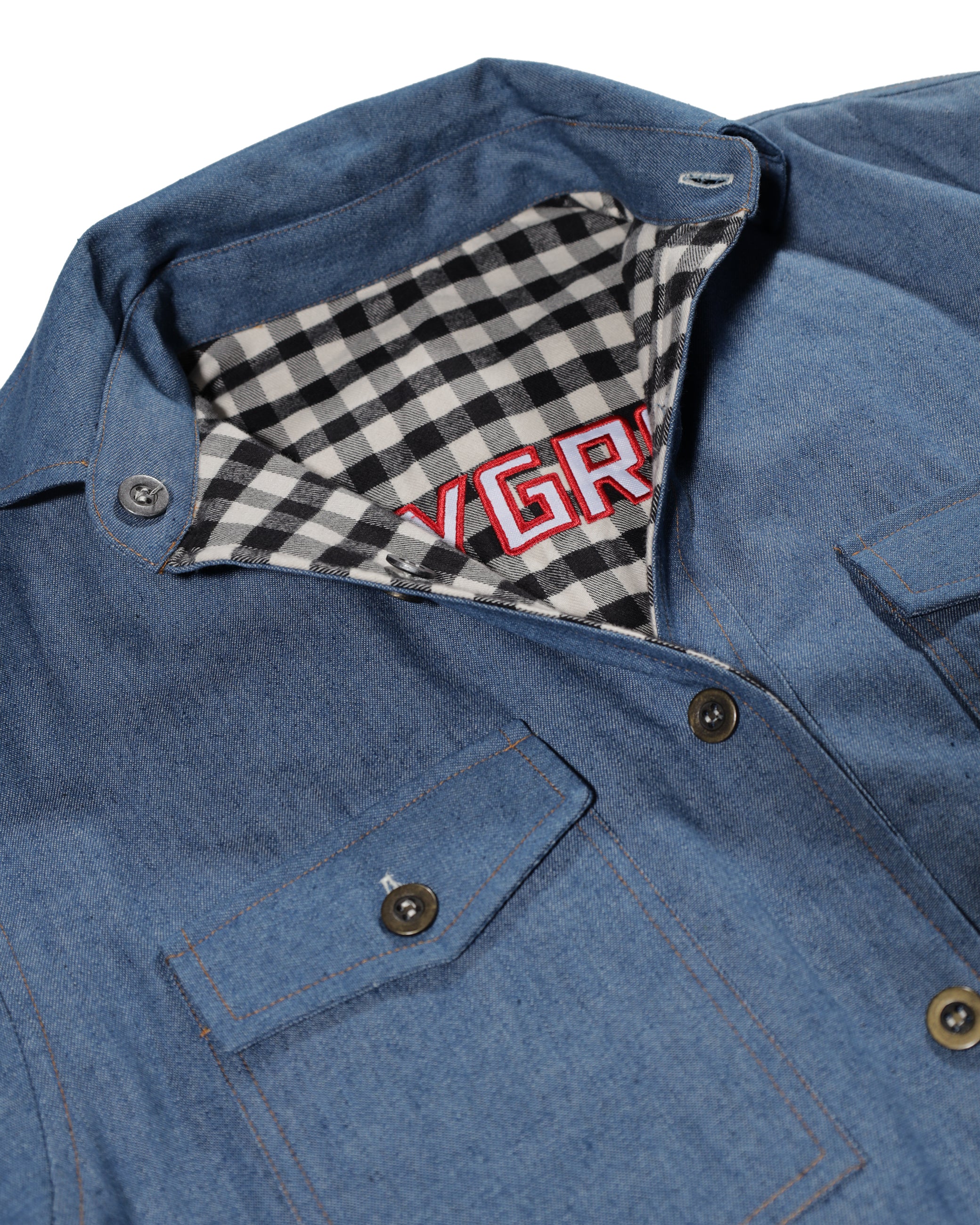 CHECK DENIM PADDED DOUBLE SHIRT J - Image 9