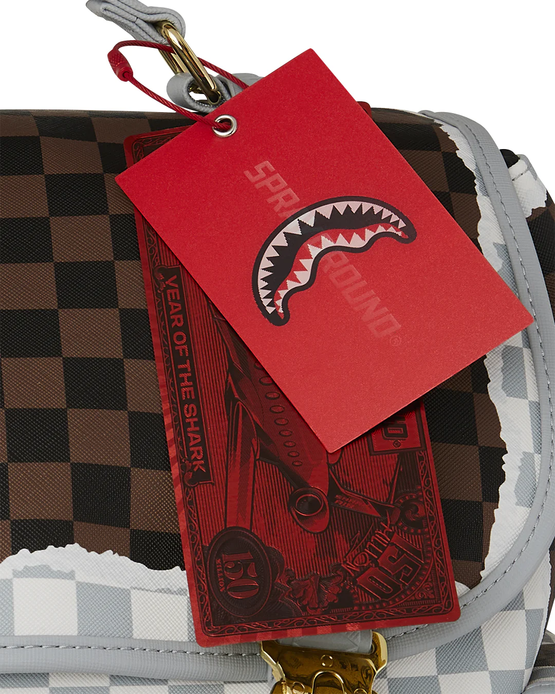 CREAM AND BROWN TEAR CHECK MONTE CARLO BACKPACK - Image 11
