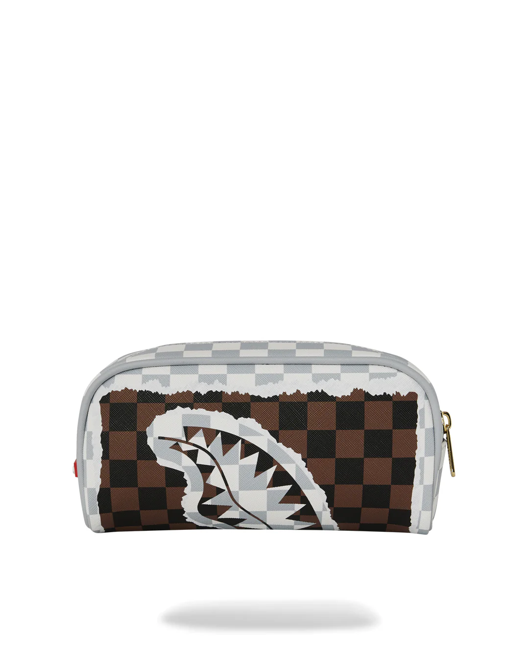 CREAM AND BROWN TEAR CHECK POUCH - Image 4