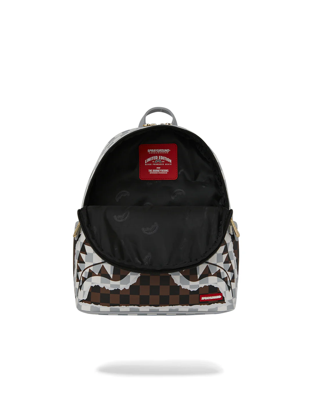 CREAM AND BROWN TEAR CHECK SAVAGE BACKPACK - Image 5