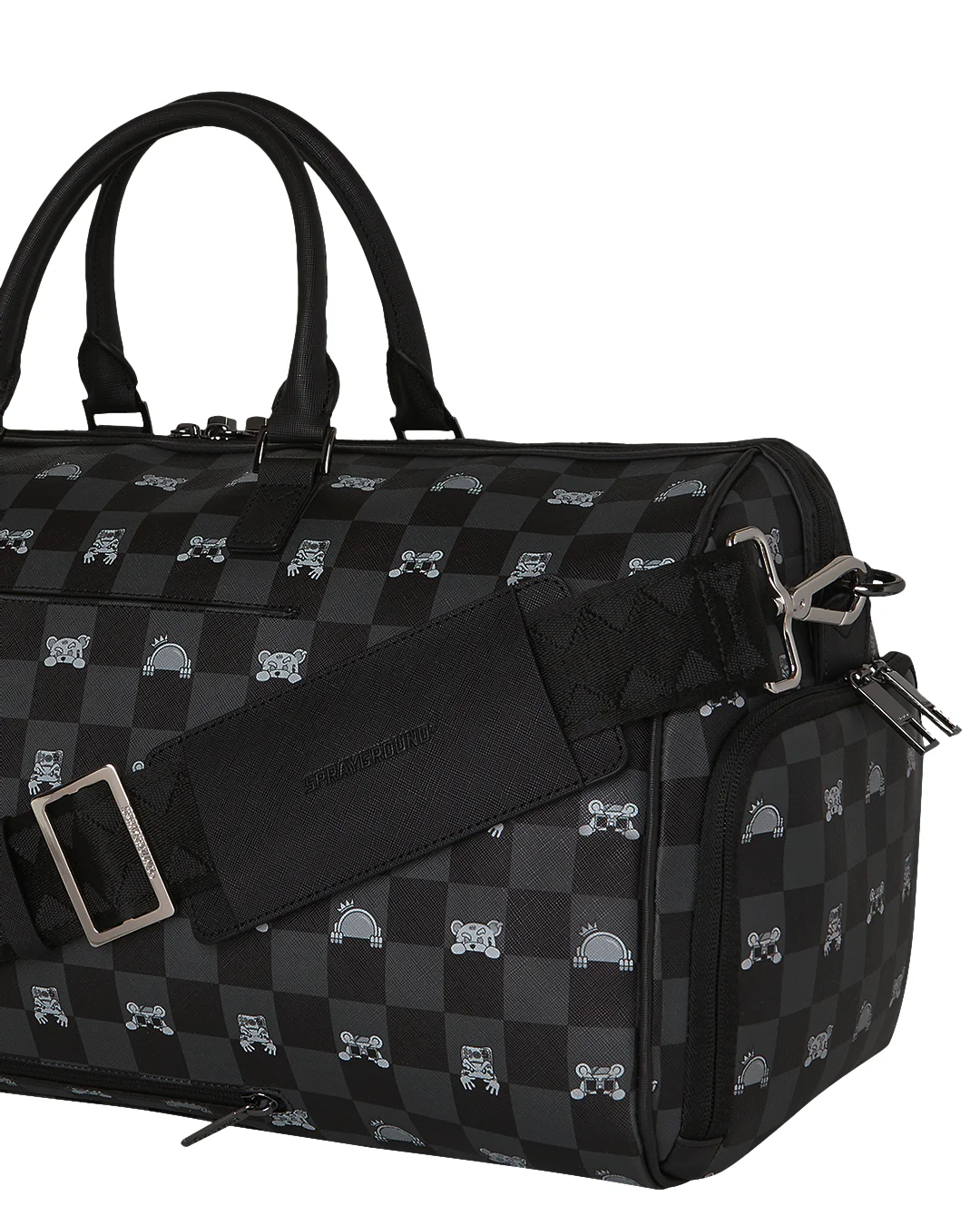 GRAY PEEKING CHARACTER CHECK LARGE DUFFLE - Image 5