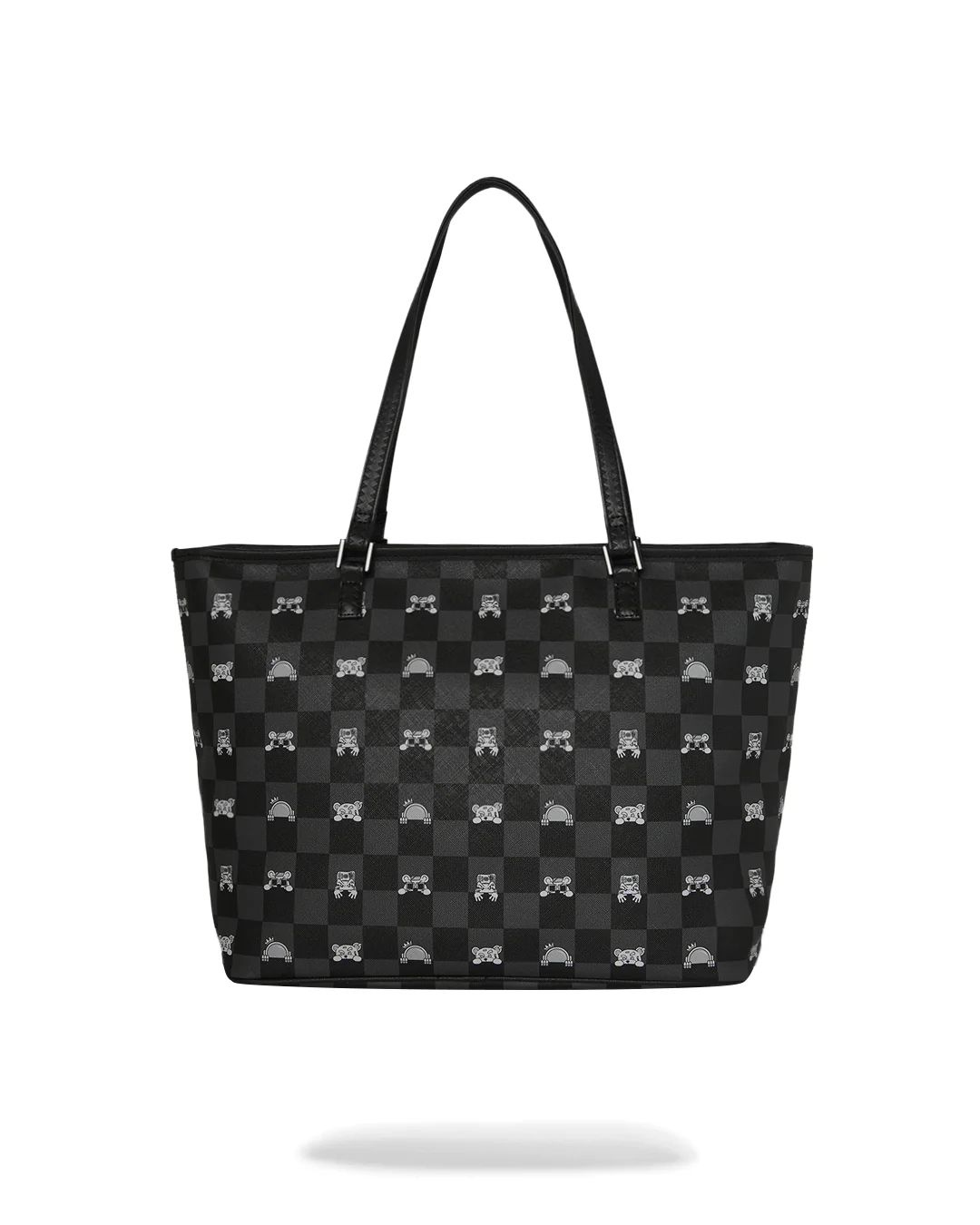 GRAY PEEKING CHARACTER CHECK TOTE - Image 3