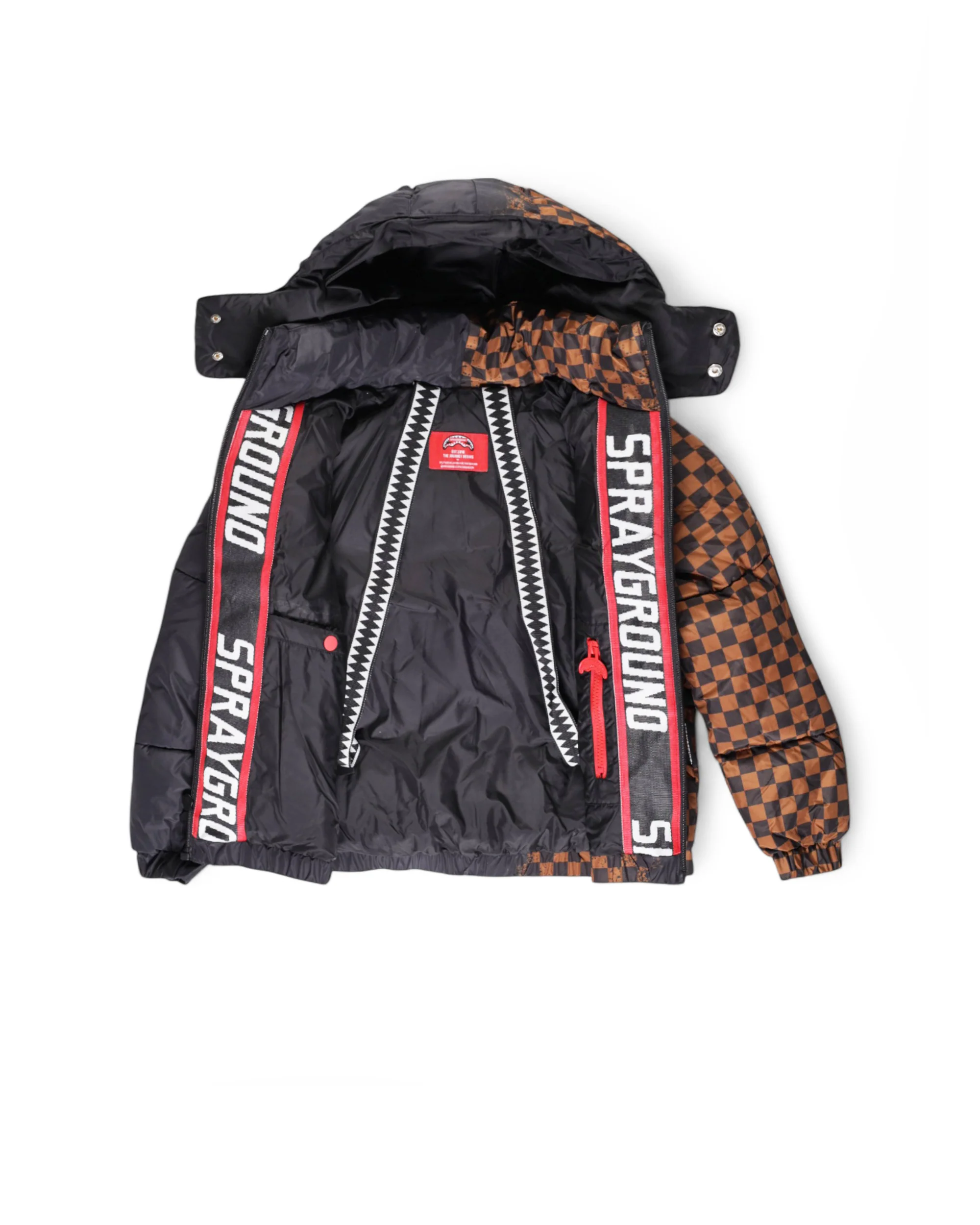 GREY CHECK DOWN JACKET - Image 6