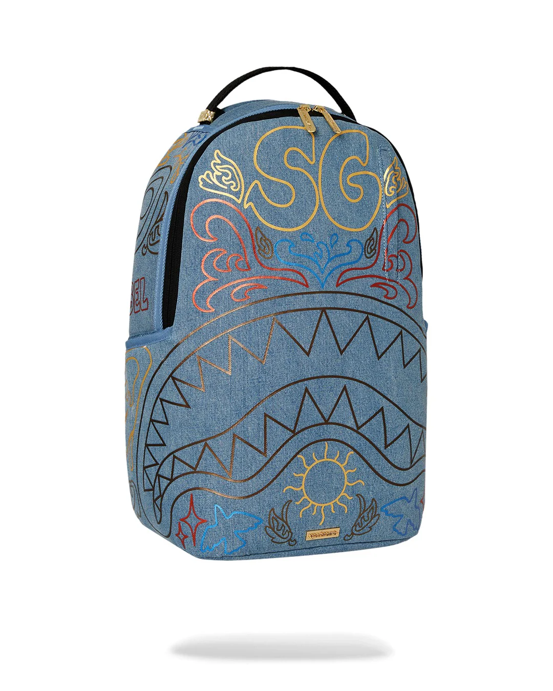 METALLIC PRINTED DENIM SHARK DLXSV BACKPACK - Image 2