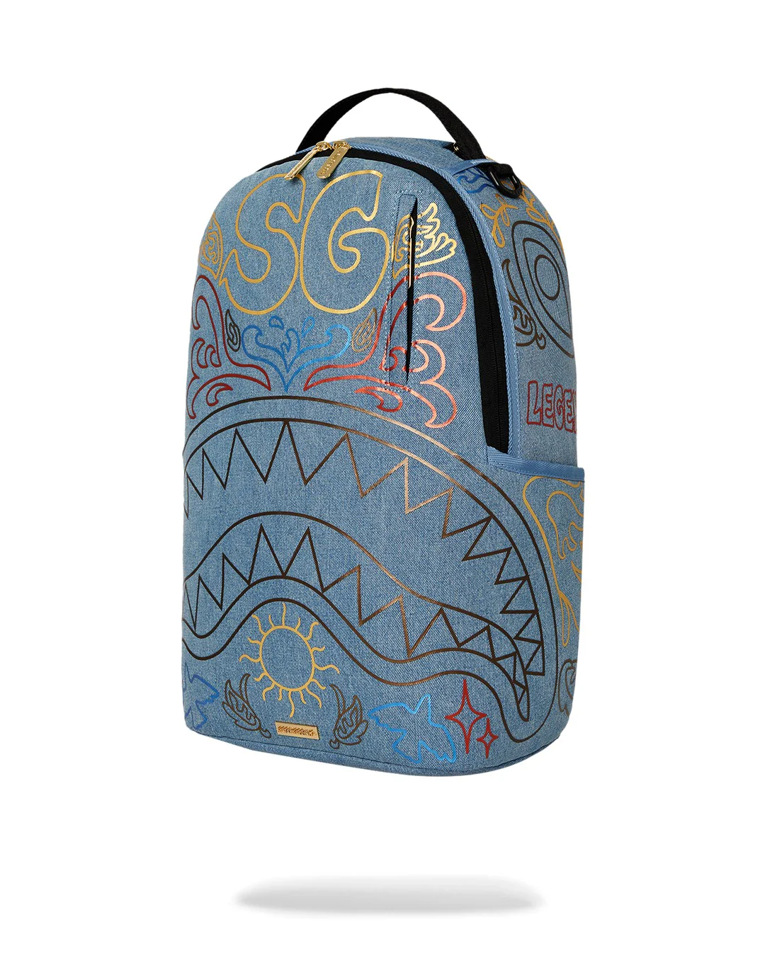 METALLIC PRINTED DENIM SHARK DLXSV BACKPACK - Image 5