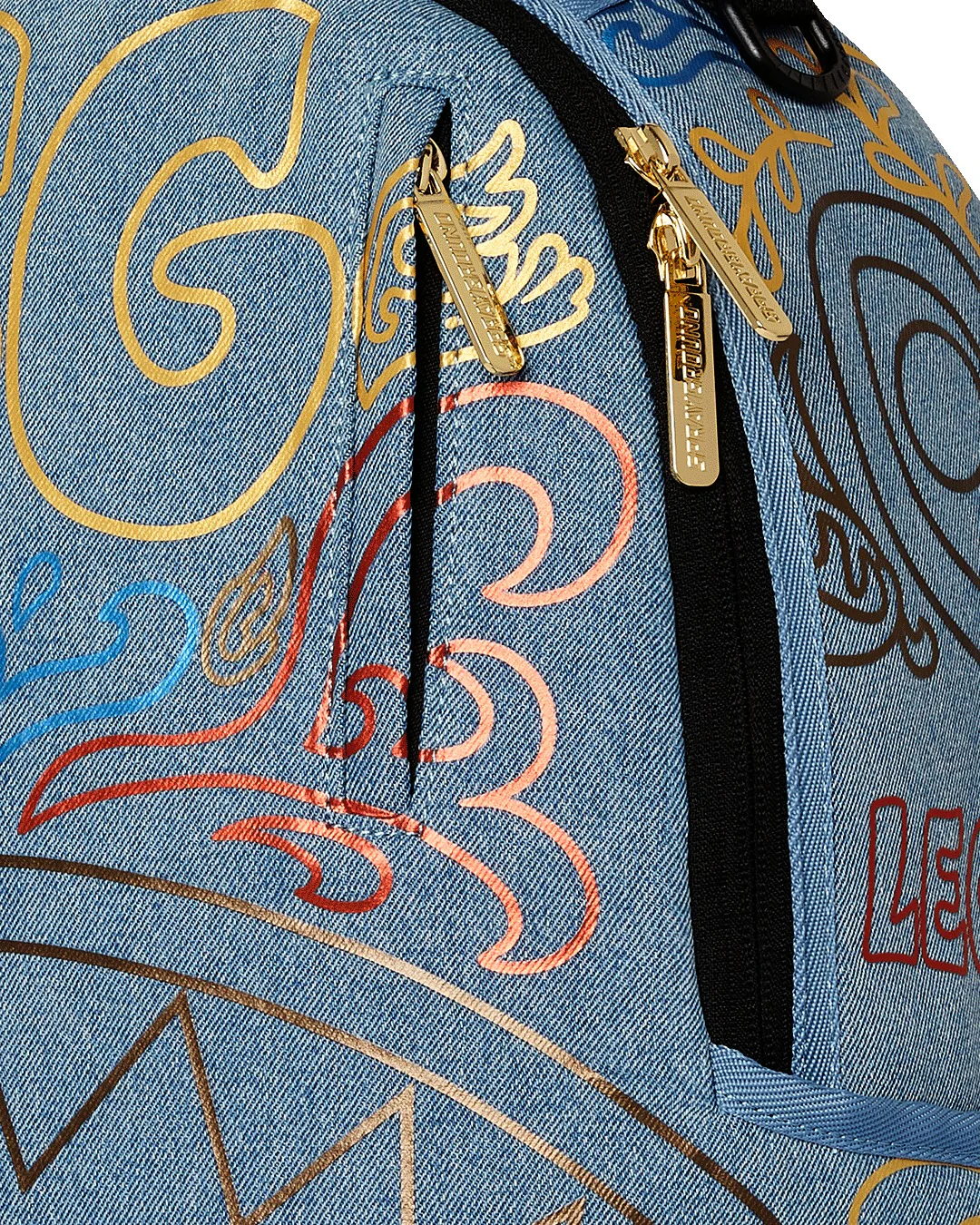 METALLIC PRINTED DENIM SHARK DLXSV BACKPACK - Image 6