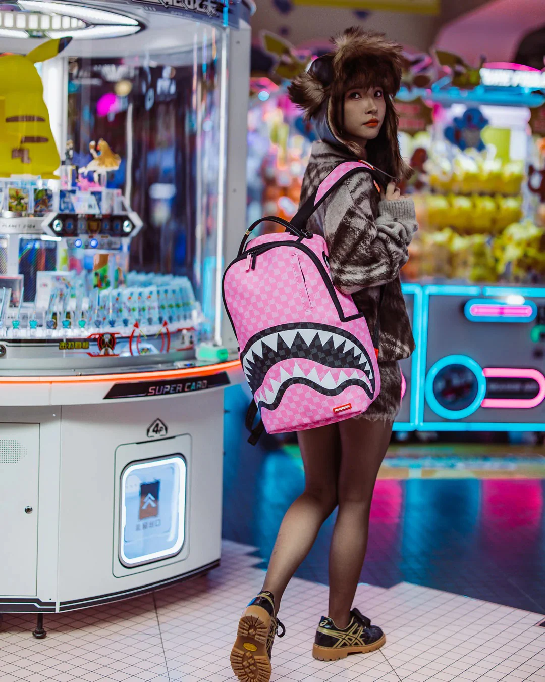 PINK AND BLACK DRIP CHECK DLXSV BACKPACK - Image 12
