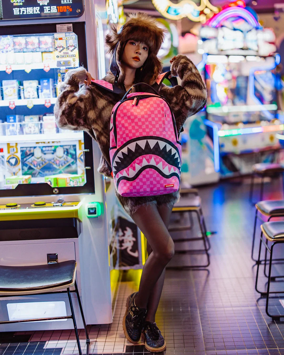 PINK AND BLACK DRIP CHECK DLXSV BACKPACK - Image 6