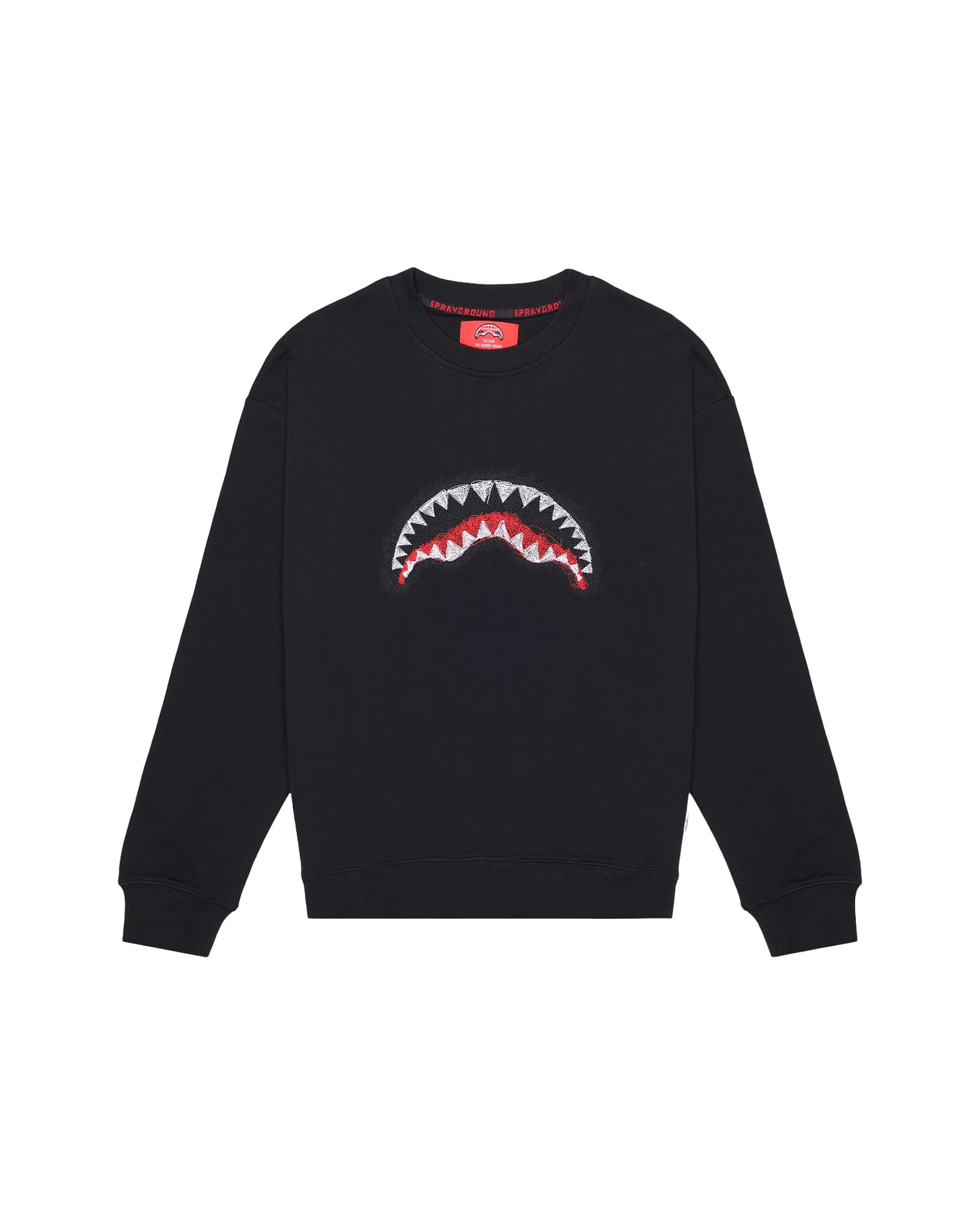 SCRIBBLE EMBROIDERY SHARK CREW BLK