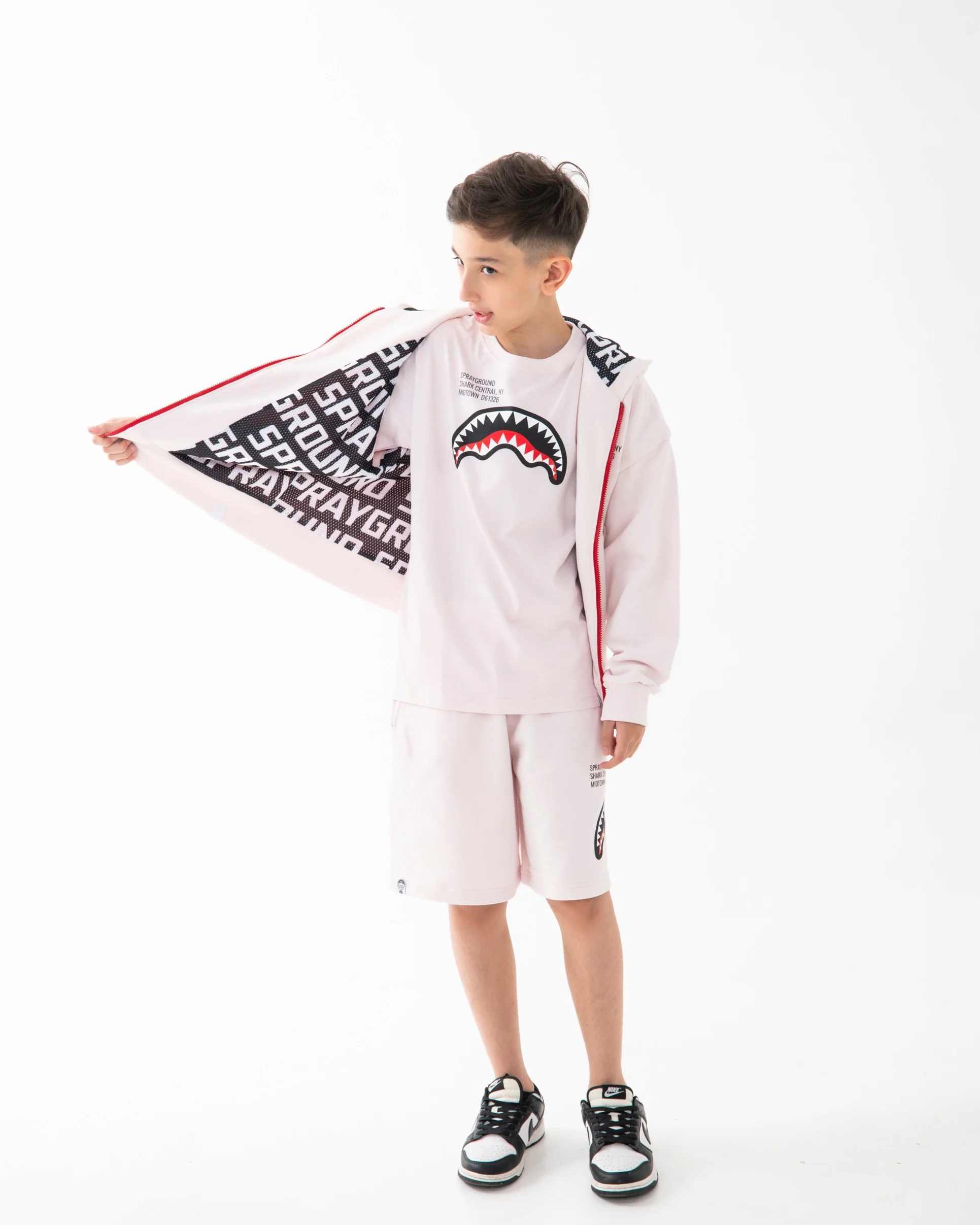 SHARK BASIC OVER FULLZIP HOODIE LIGHT PINK - Image 2