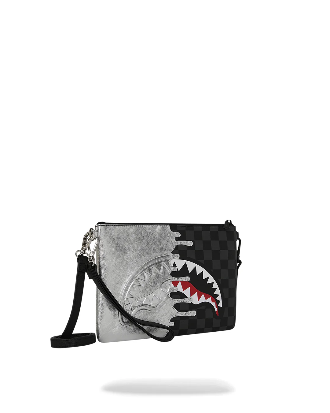 SILVER SIDE DRIP BLACK CHECK CROSSBODY POUCHETTE - Image 5