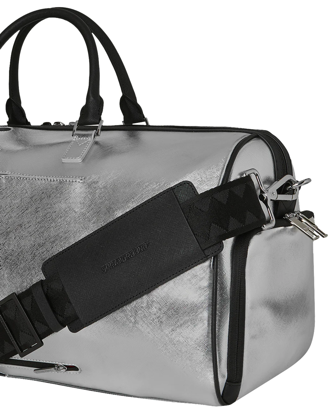 SILVER SIDE DRIP BLACK CHECK LARGE DUFFLE - Image 6