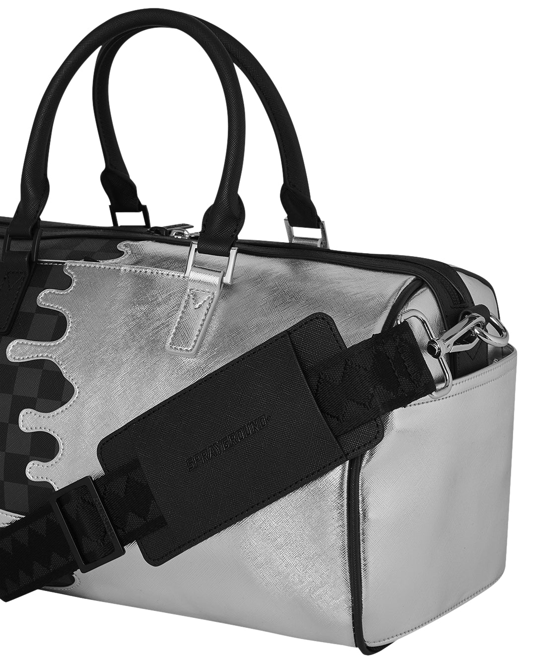 SILVER SIDE DRIP BLACK CHECK MINI DUFFLE - Image 5