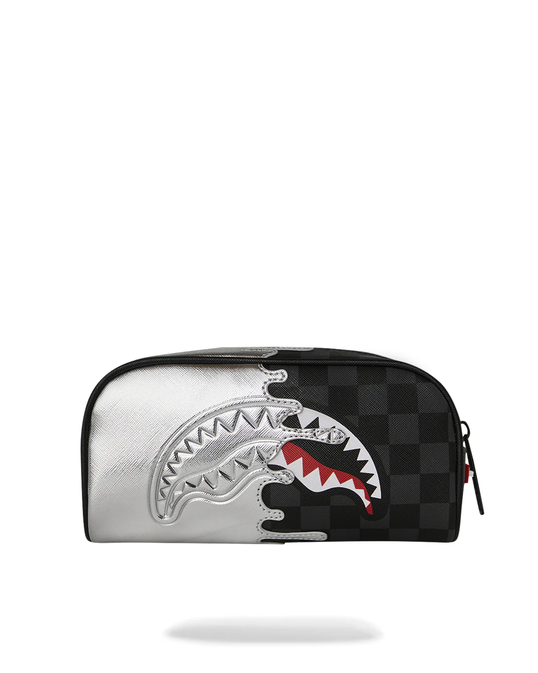 SILVER SIDE DRIP BLACK CHECK PENCIL POUCH