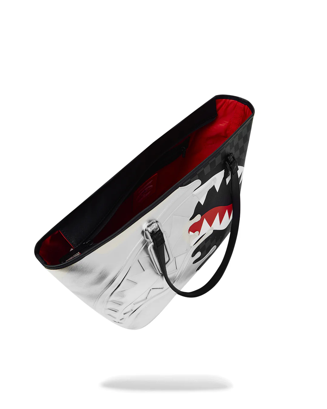 SILVER SIDE DRIP BLACK CHECK TOTE - Image 3
