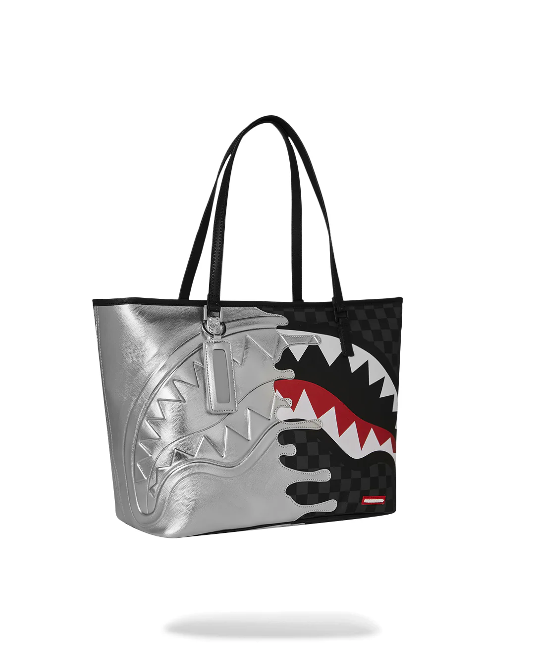 SILVER SIDE DRIP BLACK CHECK TOTE - Image 6