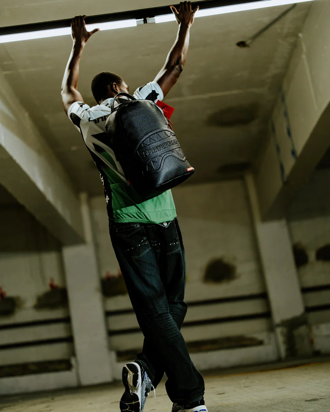 Shark Smash Logo Black Dlxs Embossed Backpack - Image 2