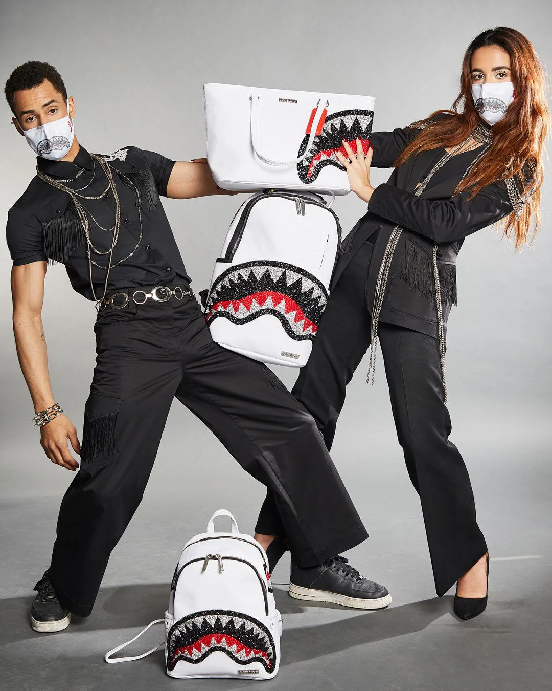 Sprayground Backpack TRINITY 2.0 SHARK WHITE BACPACK White - Image 8