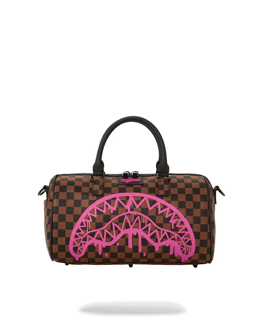 Pink Drip Brown Check Mini Duffle