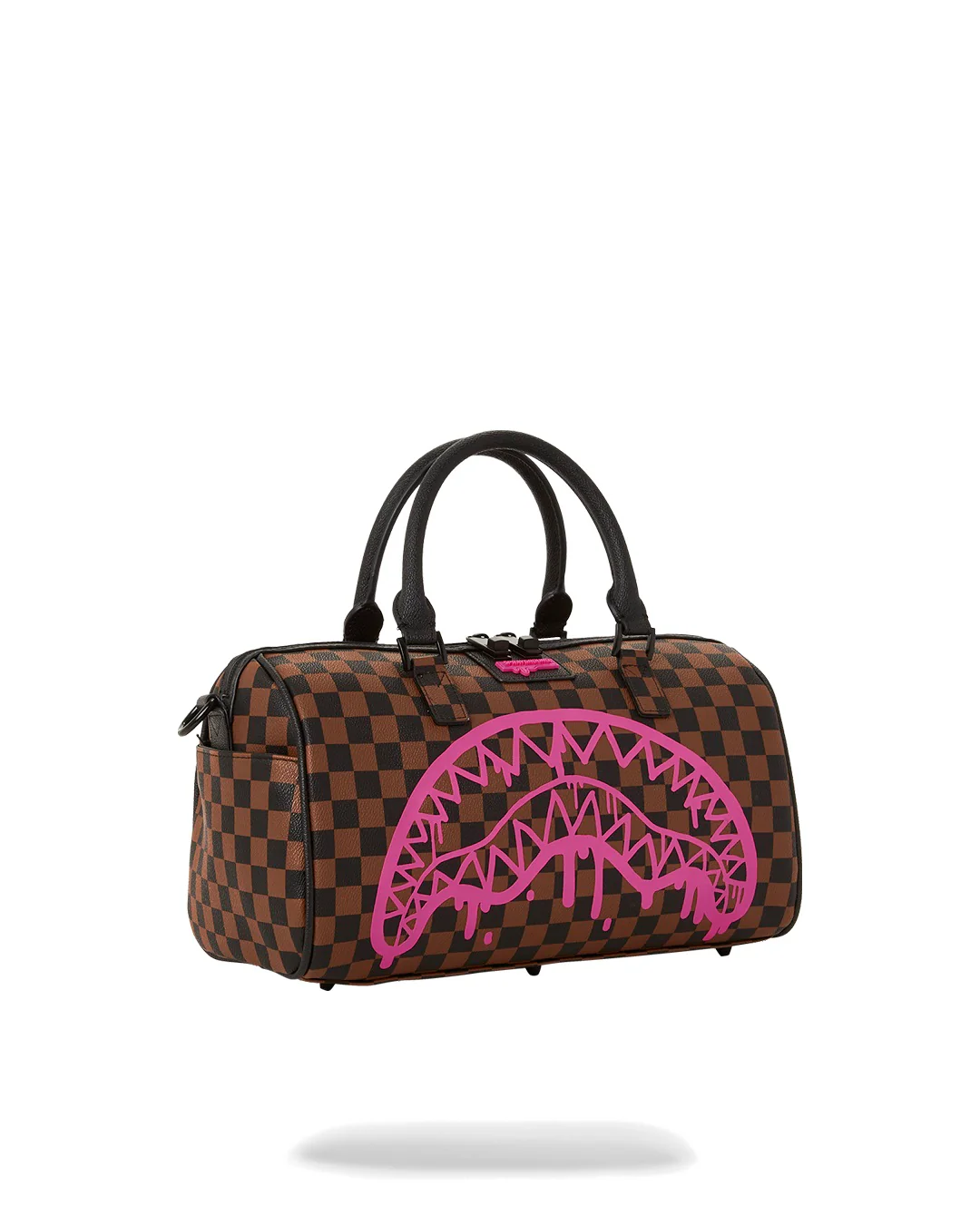 Pink Drip Brown Check Mini Duffle - Image 2
