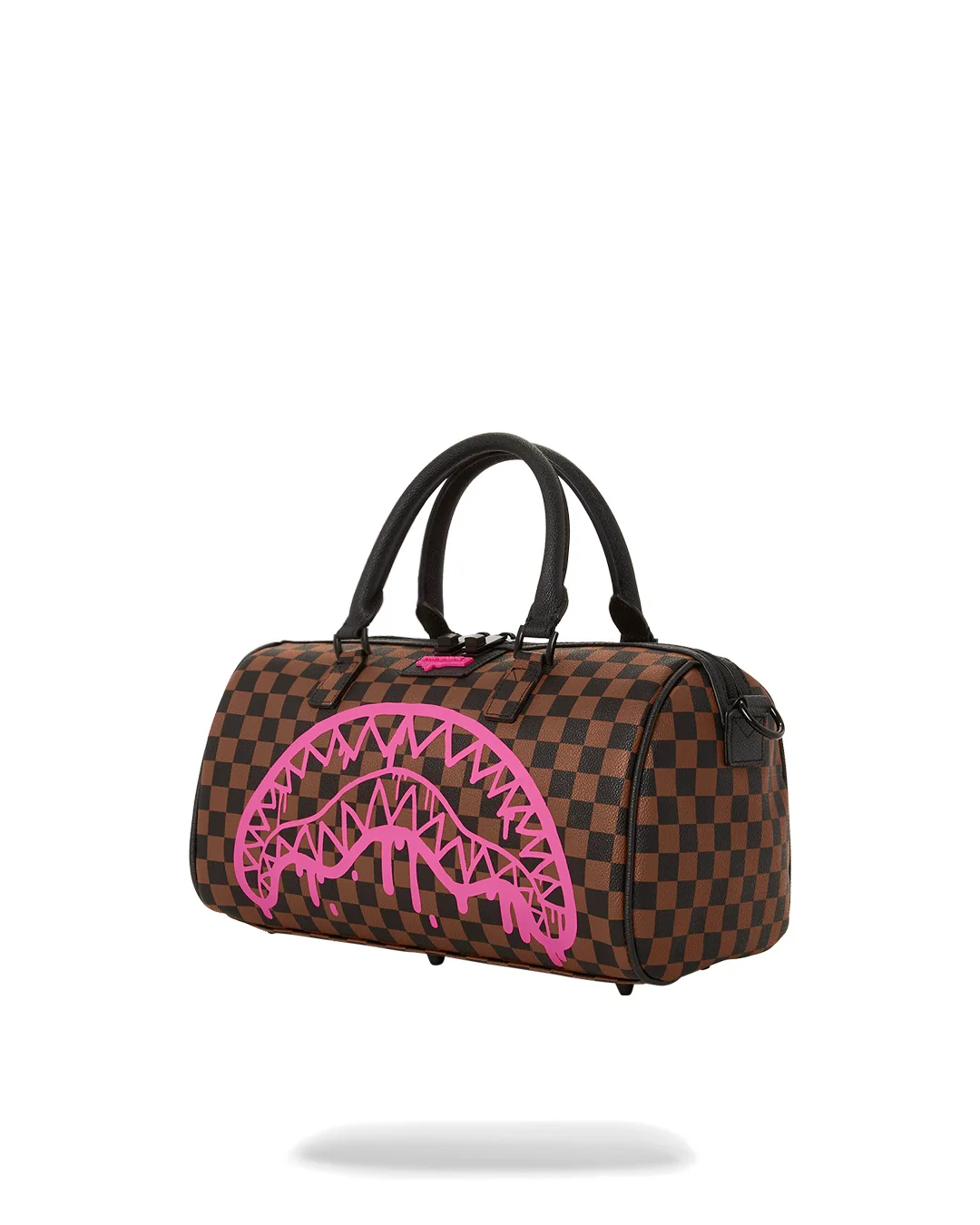 Pink Drip Brown Check Mini Duffle - Image 3