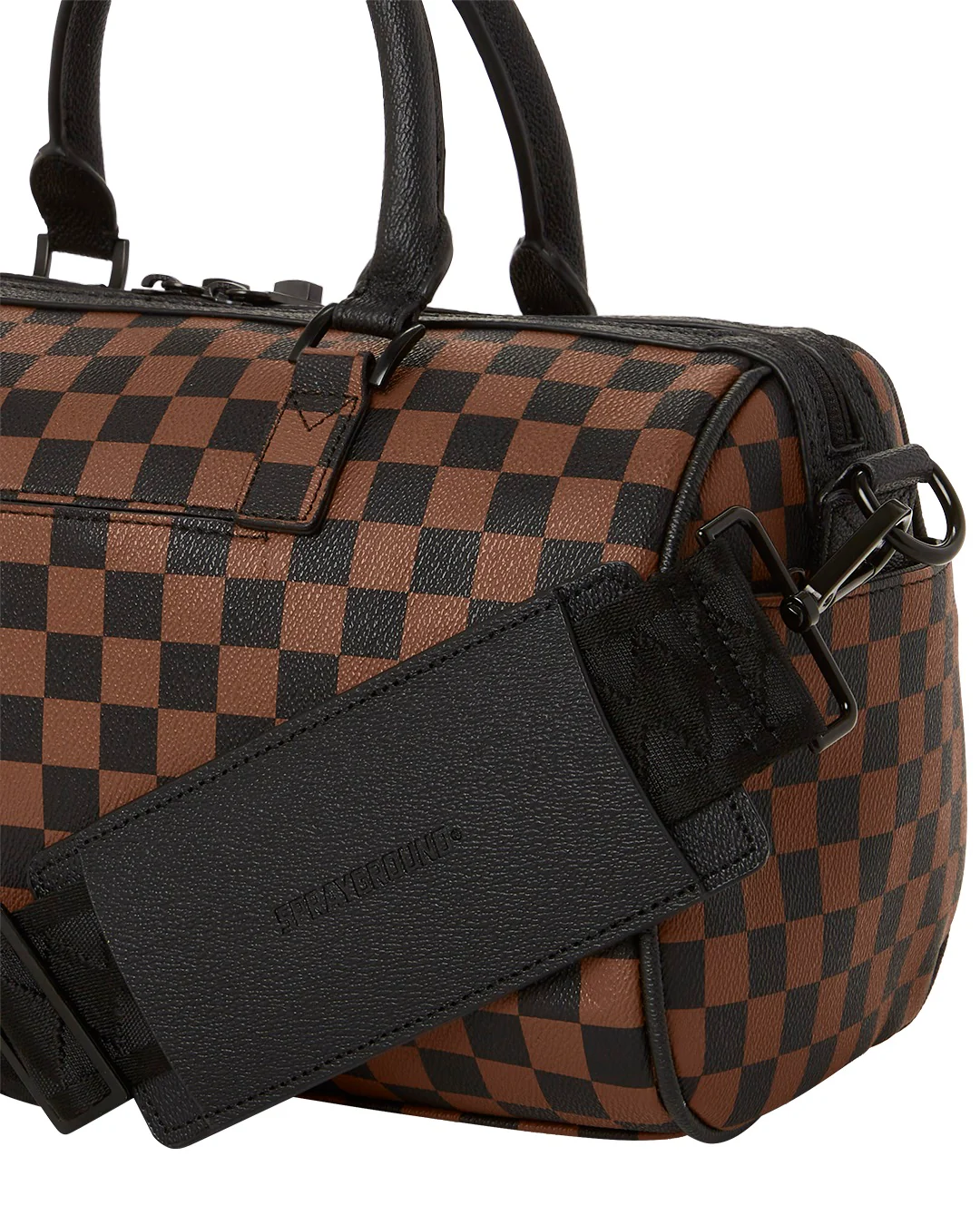 Pink Drip Brown Check Mini Duffle - Image 5