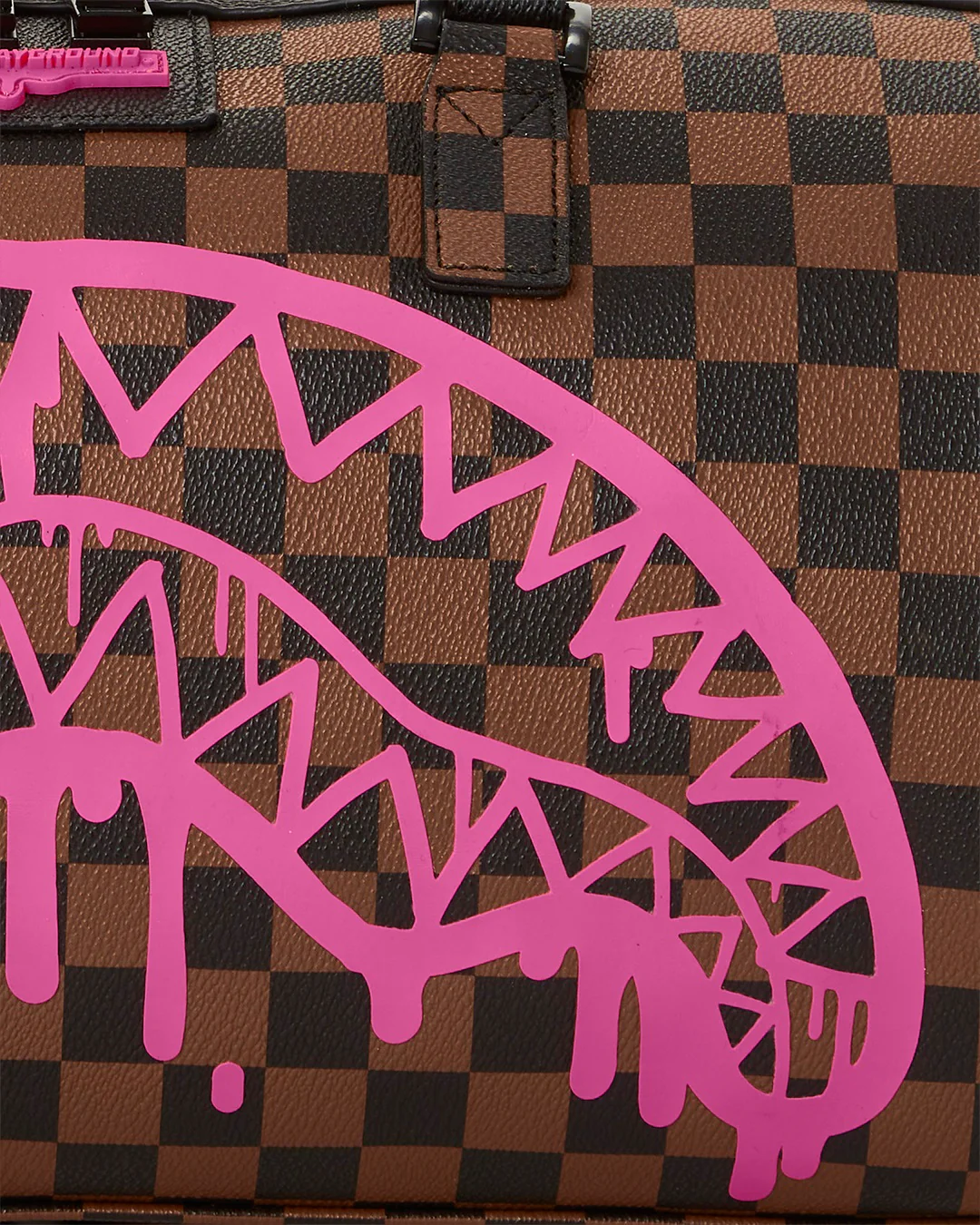 Pink Drip Brown Check Mini Duffle - Image 8