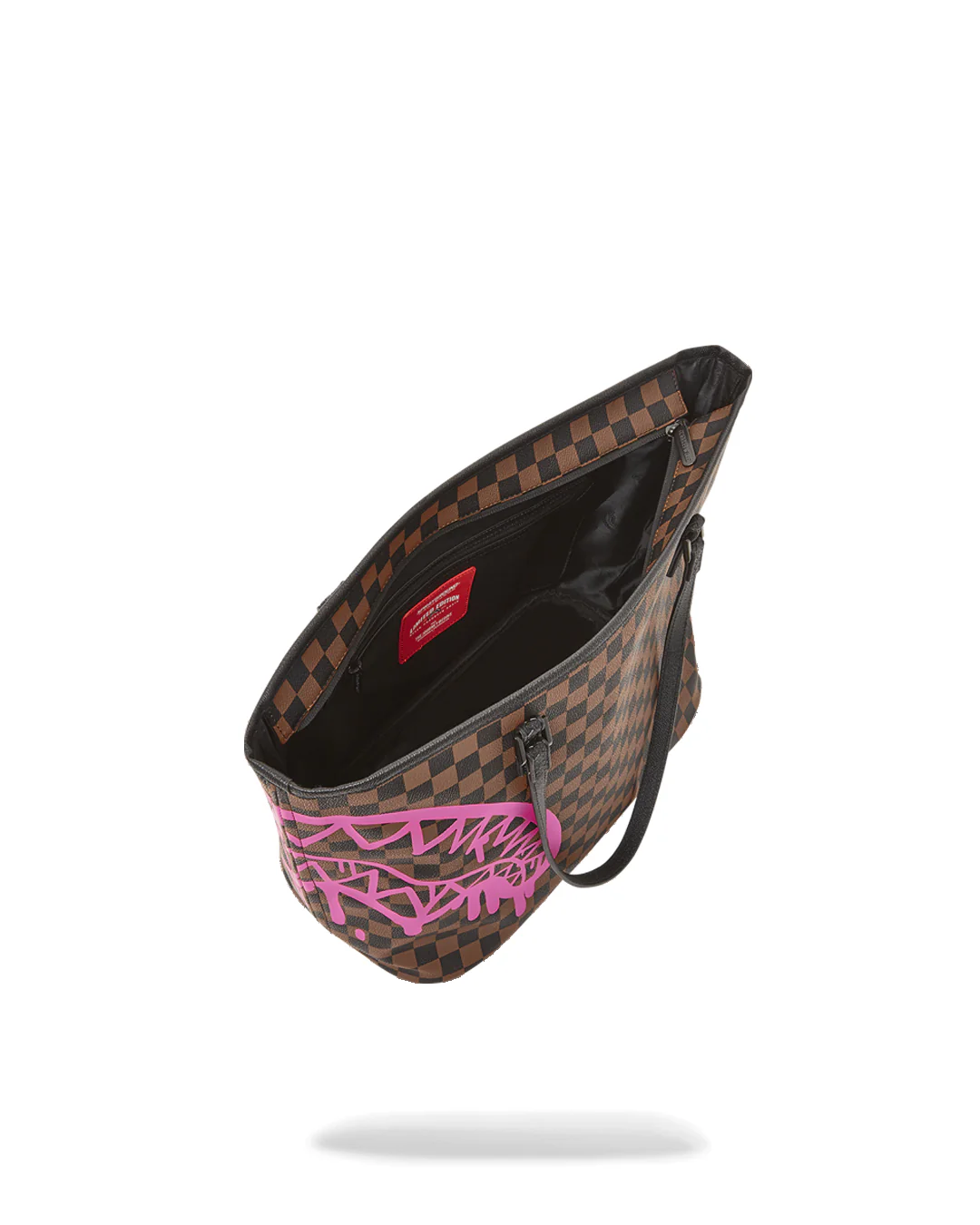 Pink Drip Brown Check Tote Bag - Image 4