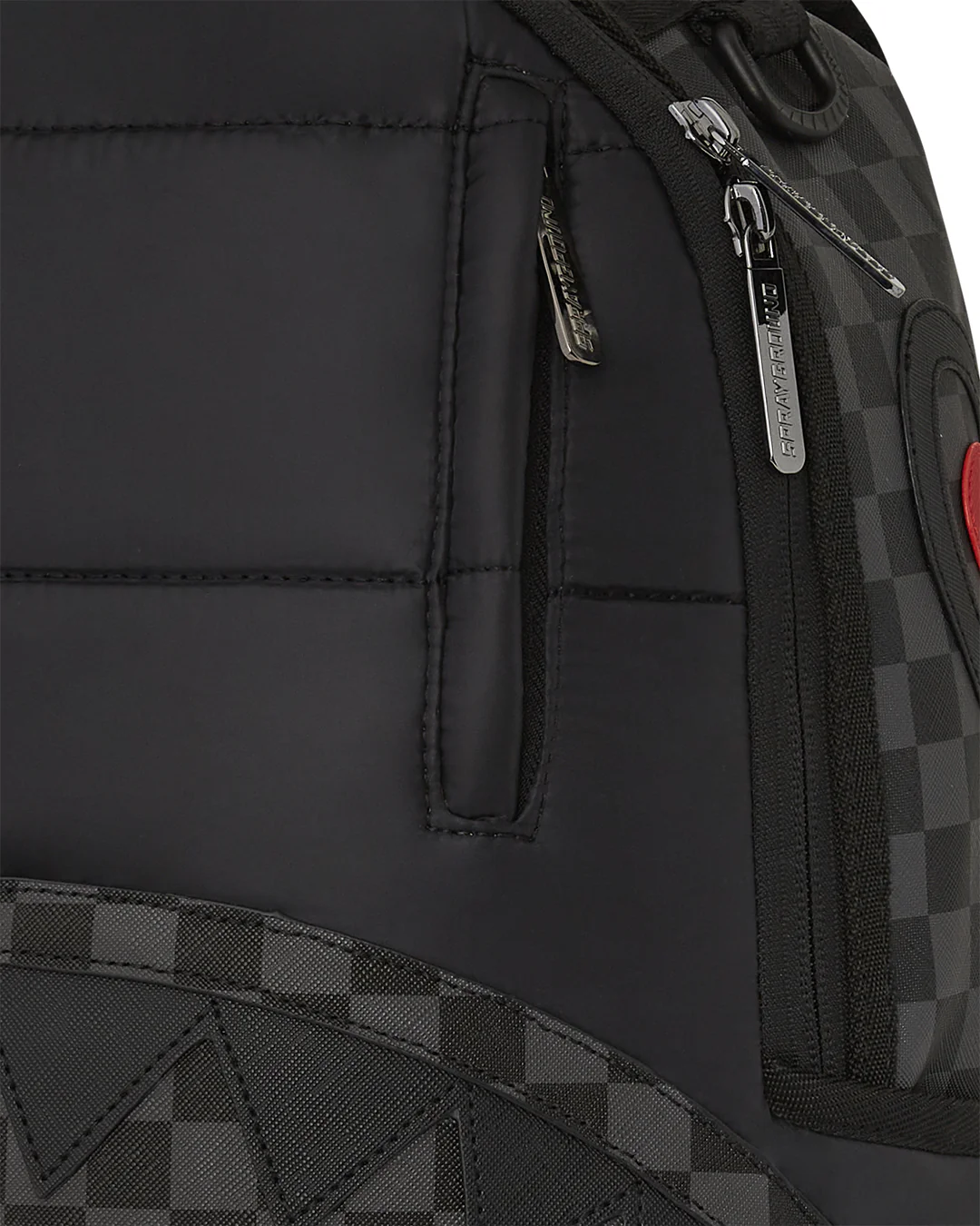 Black Puffer Grey Check Backpack - Image 6