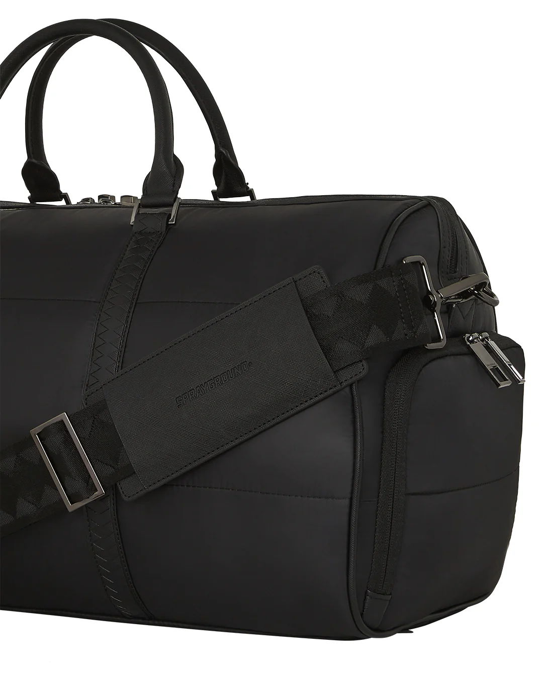Black Puffer Grey Check Duffle - Image 5