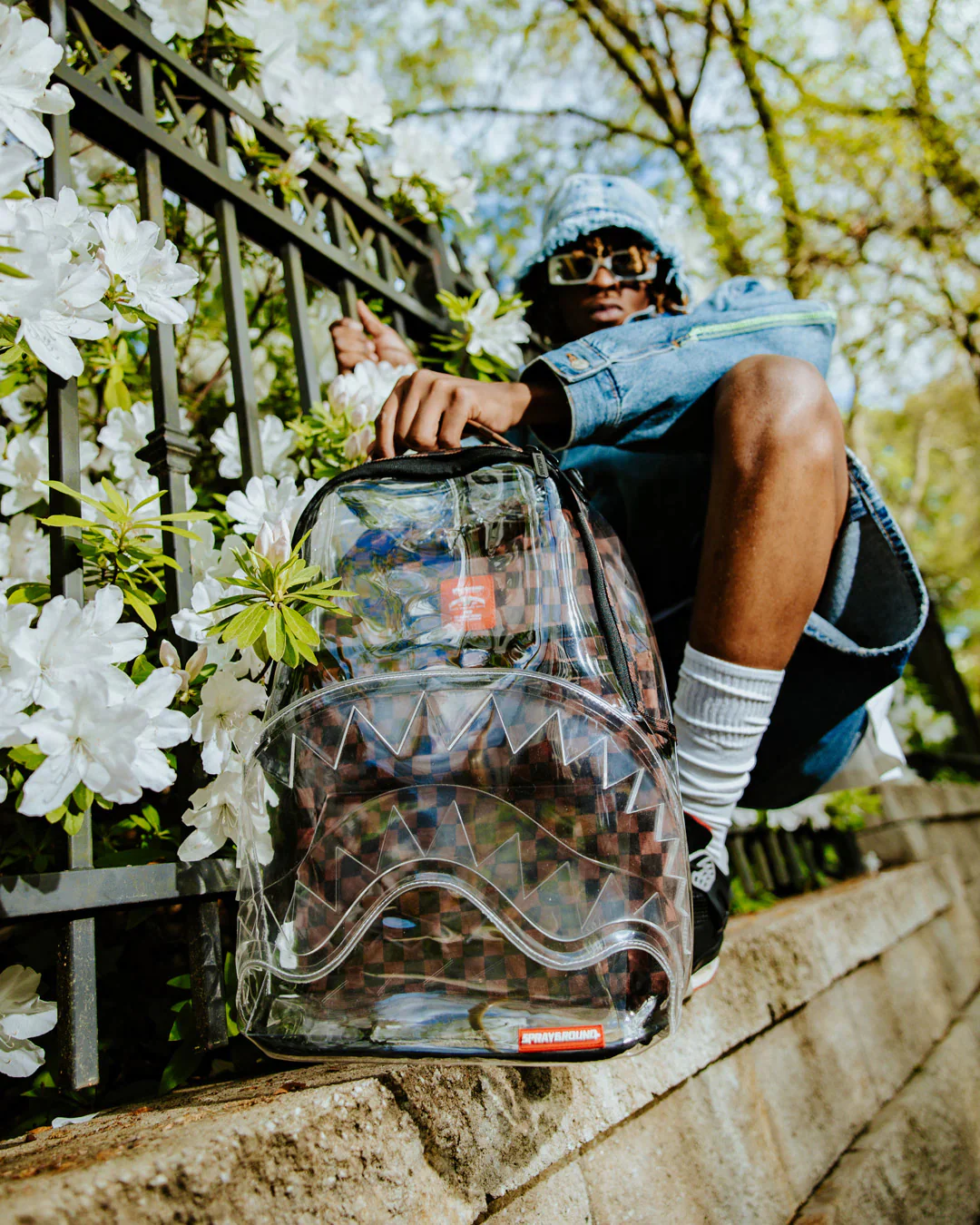 Clear Brown Check Clear Backpack Check - Image 10