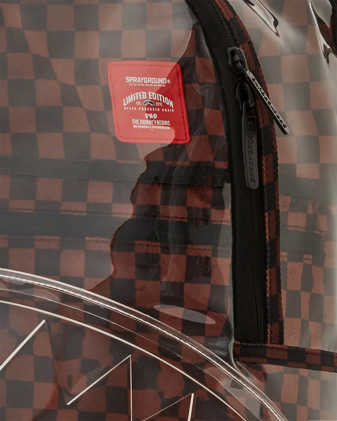 Clear Brown Check Clear Backpack Check - Image 11