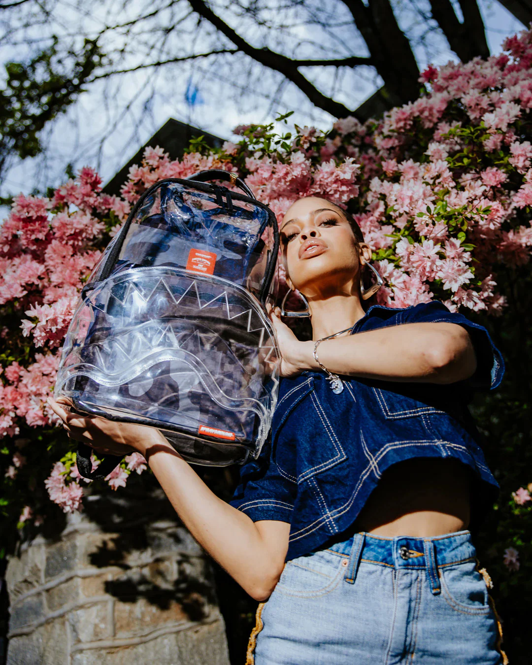 Clear Grey Check Clear Backpack - Image 2