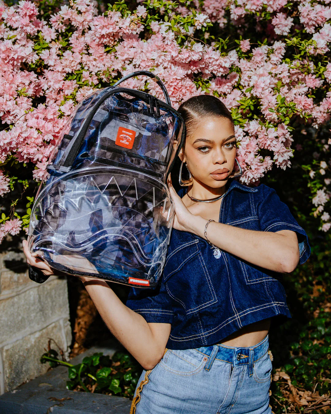 Clear Grey Check Clear Backpack - Image 6