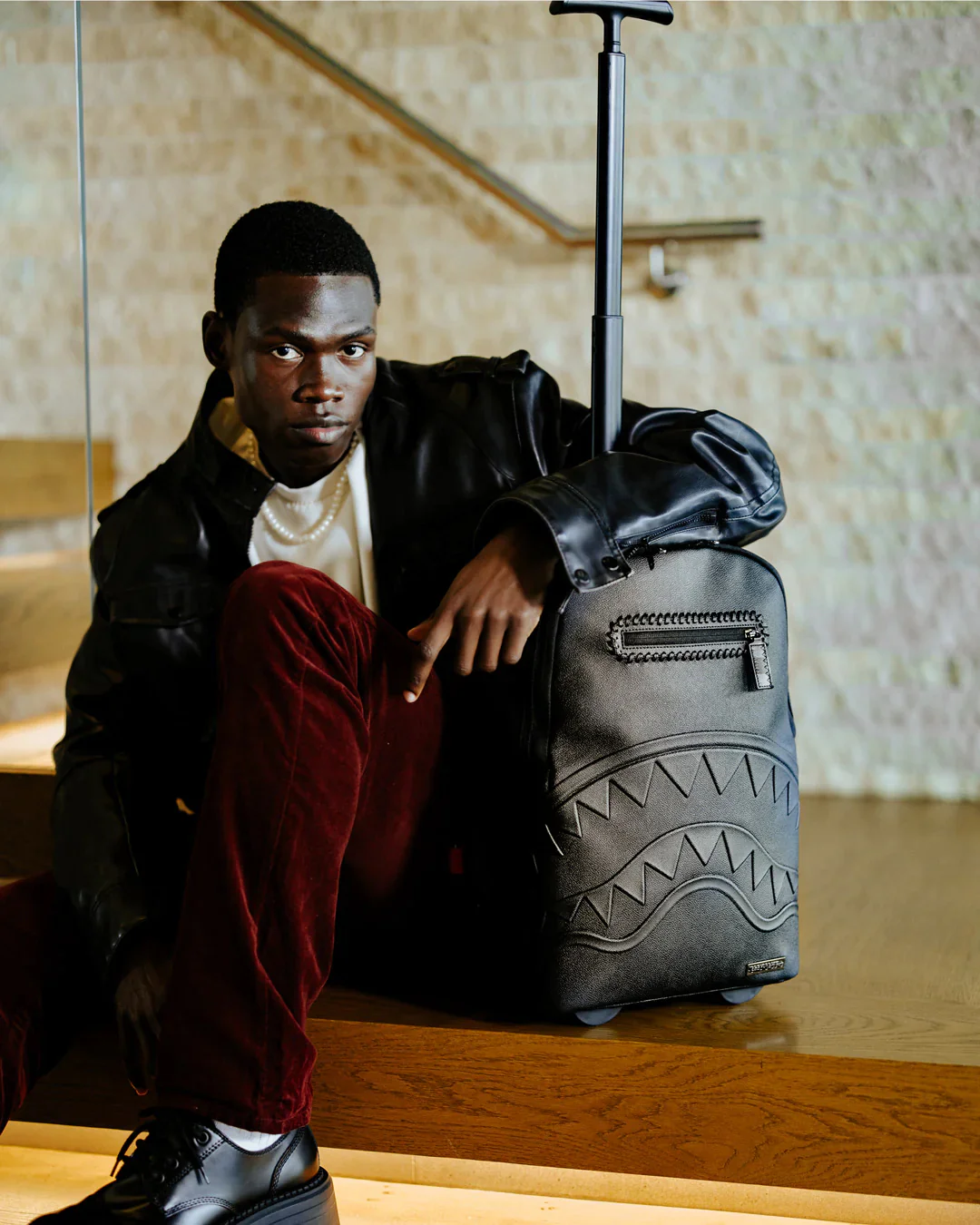 Core Embossed 8 Check Wheely Backpack - Image 4