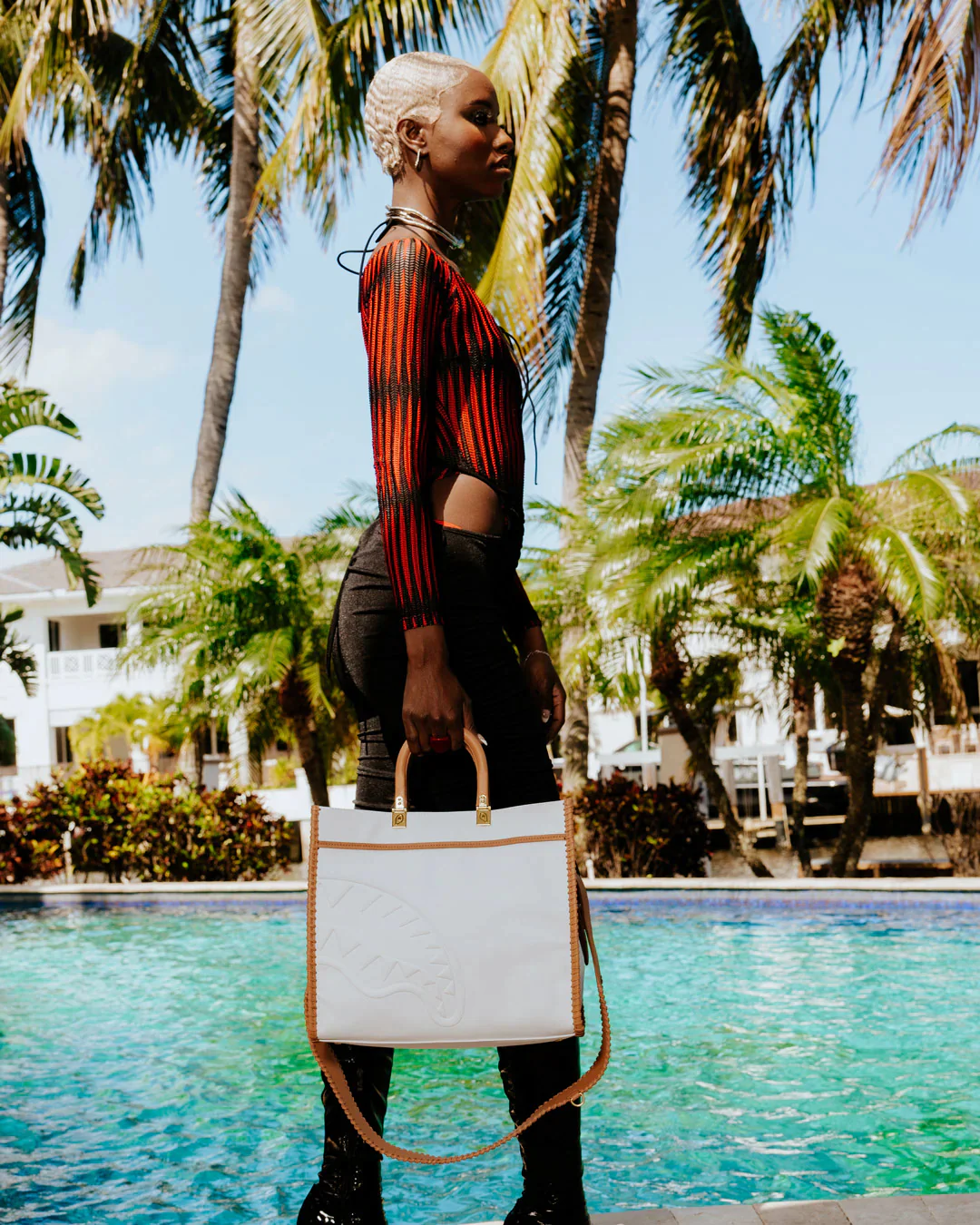Core Embossed Ivory Tortuga Tote - Image 6