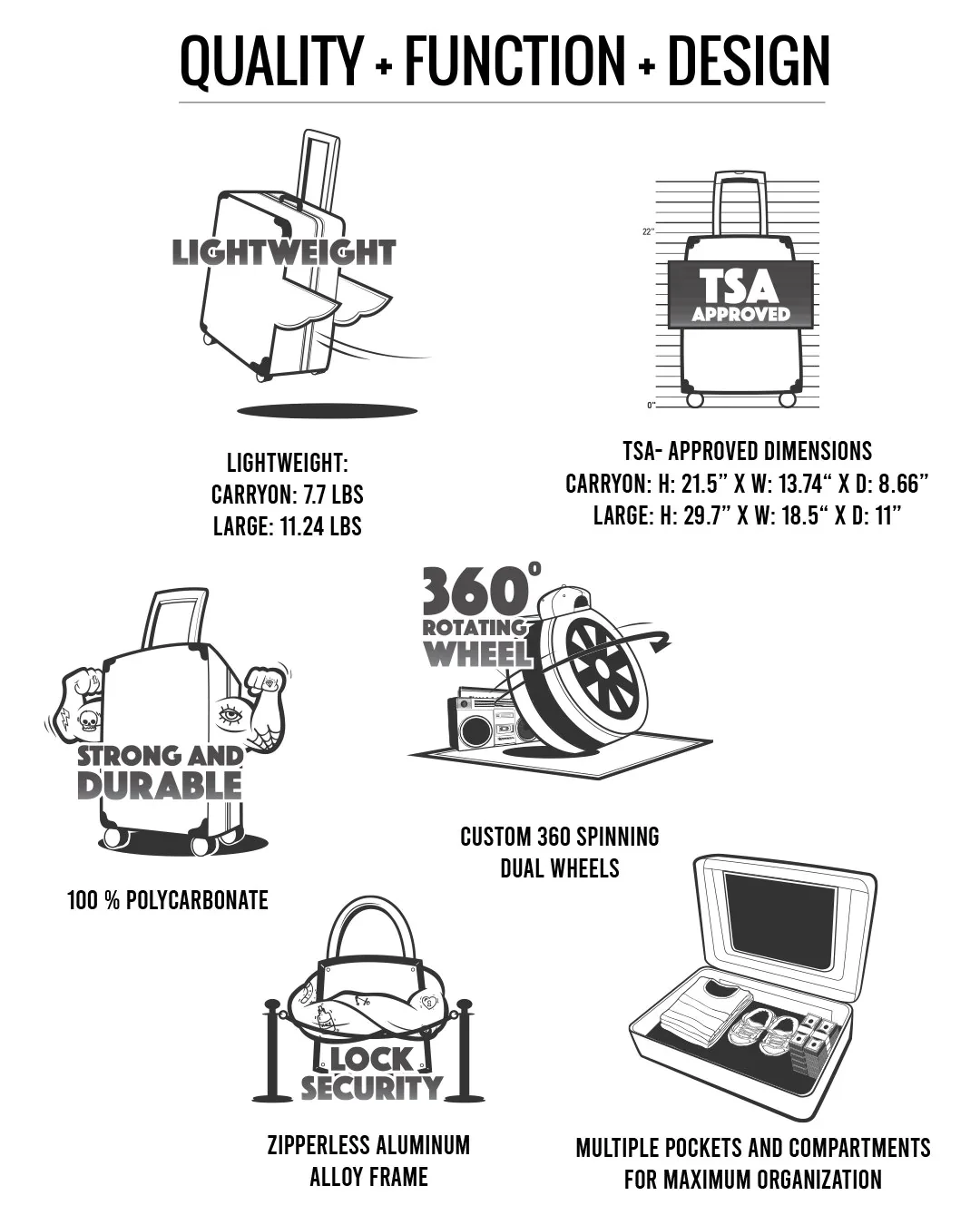 Wtf White Carry-on Luggage 910cl165nsz - Image 7