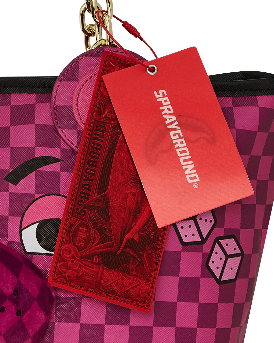Pink&cream Check Moneybear Head Tote - Image 9