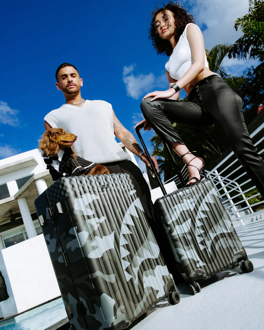 Split Up Camo Tear Carryon Hard Luggage - Image 3