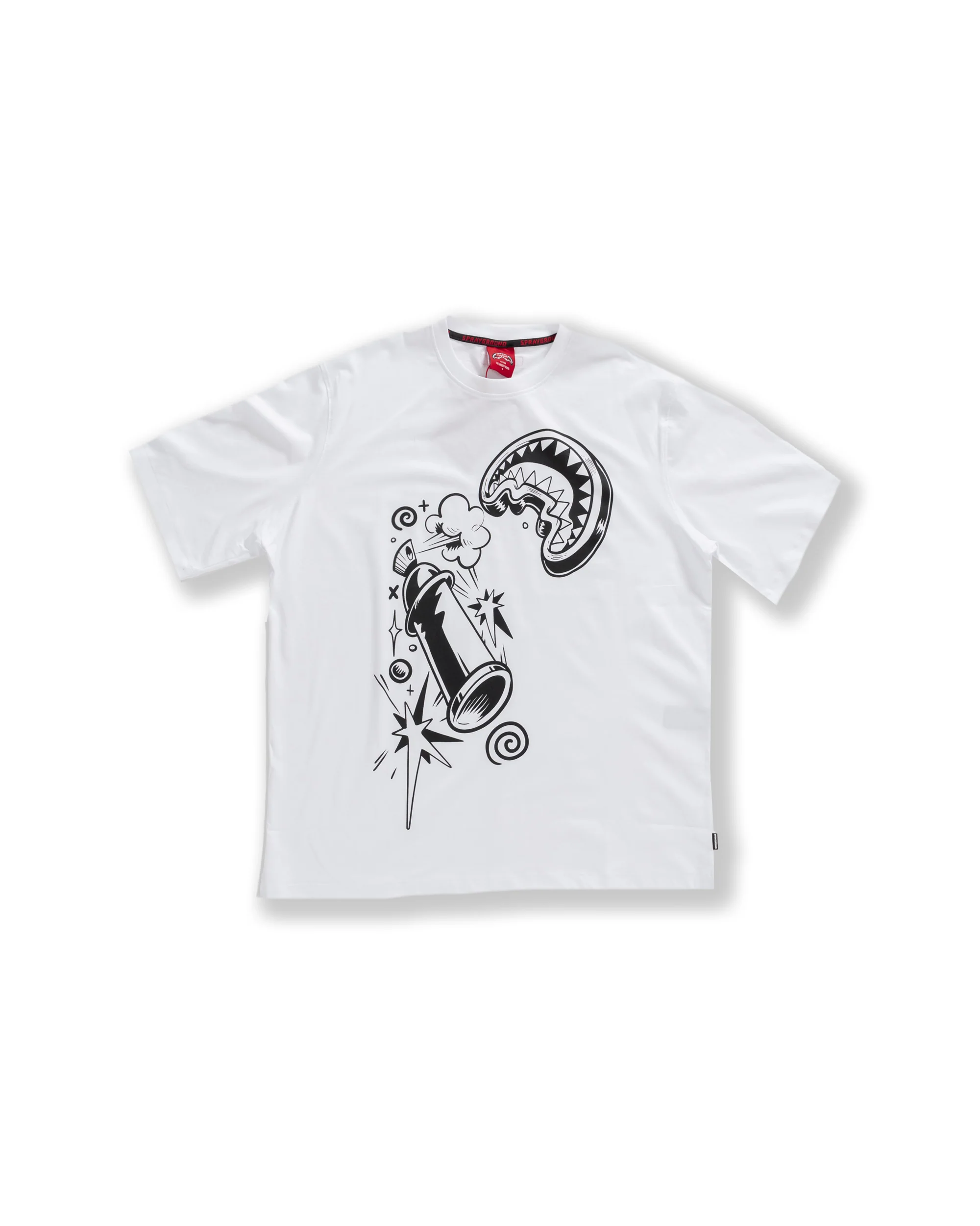 B&w Comic Shark Over T-shirt - Image 2