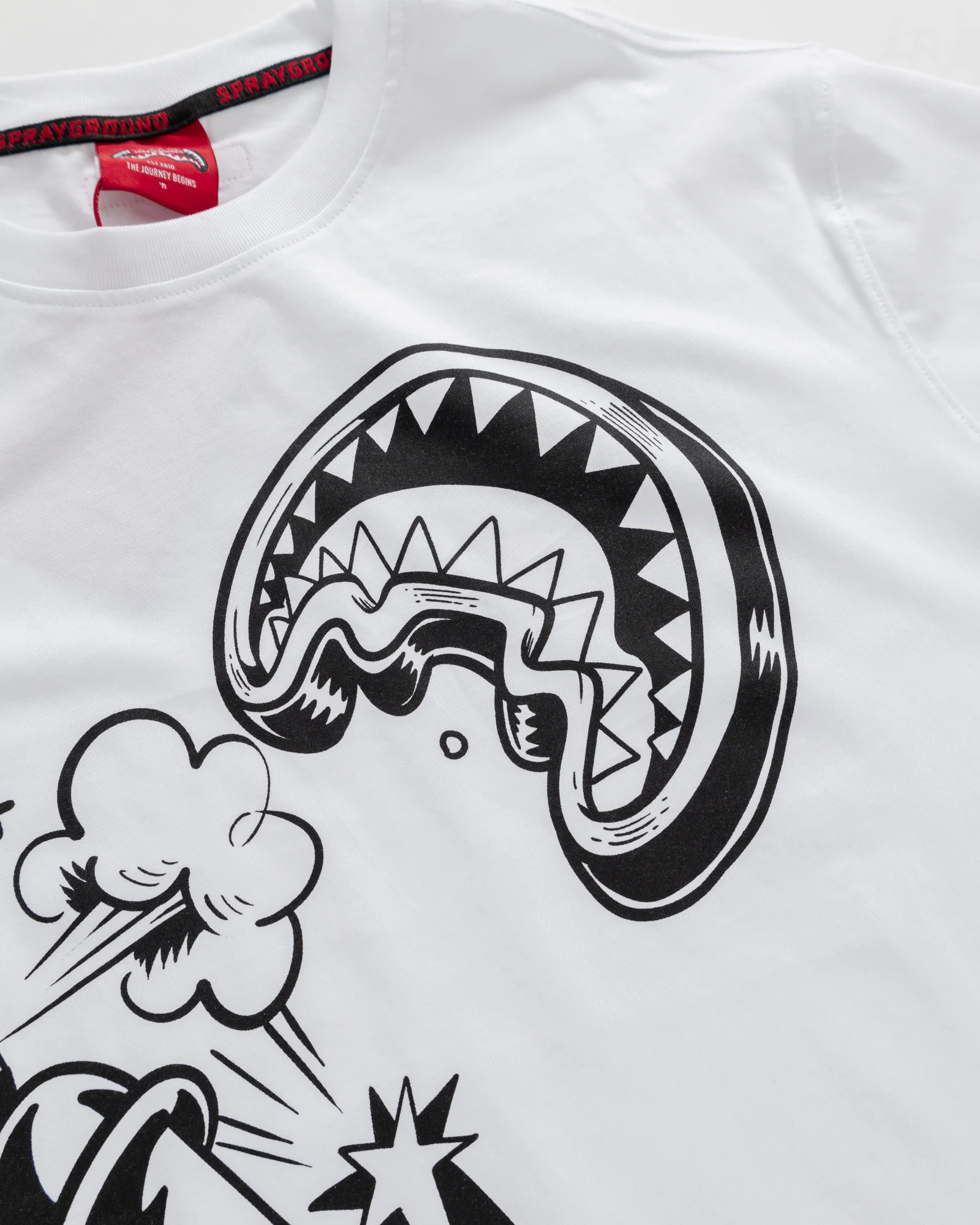B&w Comic Shark Over T-shirt - Image 3