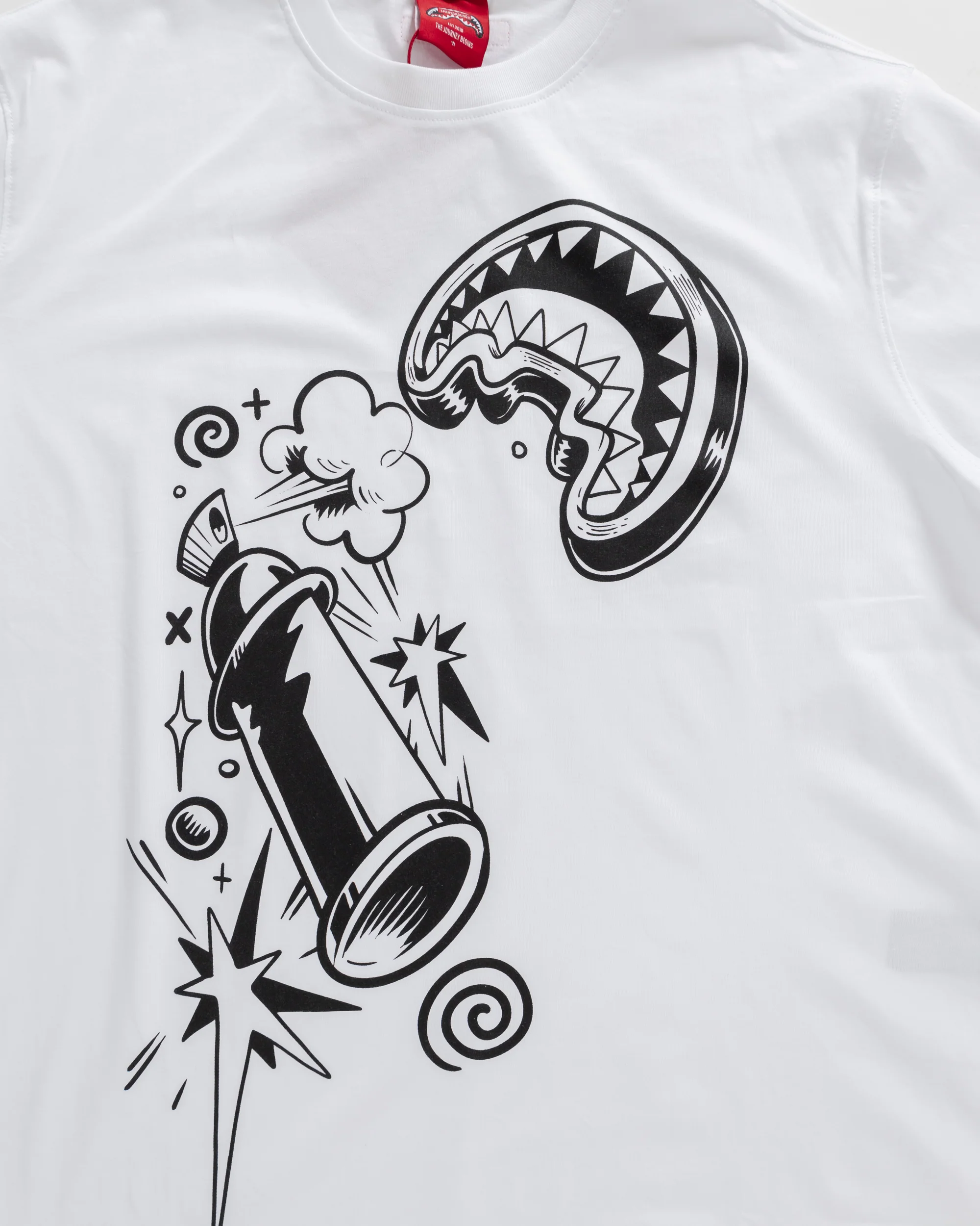B&w Comic Shark Over T-shirt - Image 6