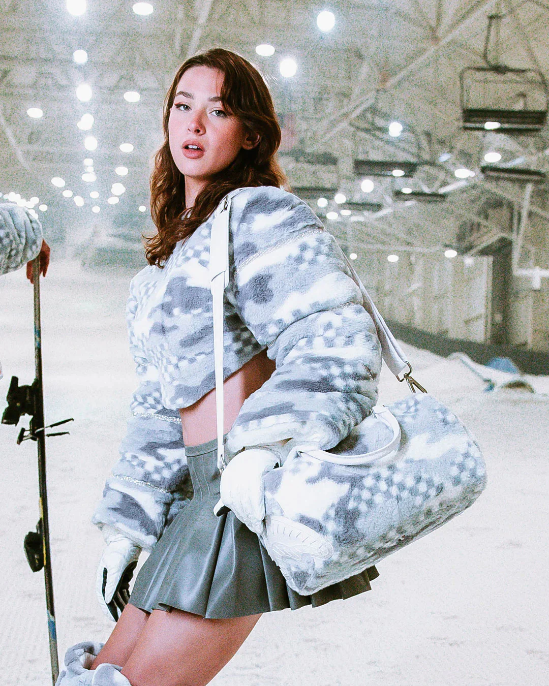White 3am Fur Mini Duffle - Image 2