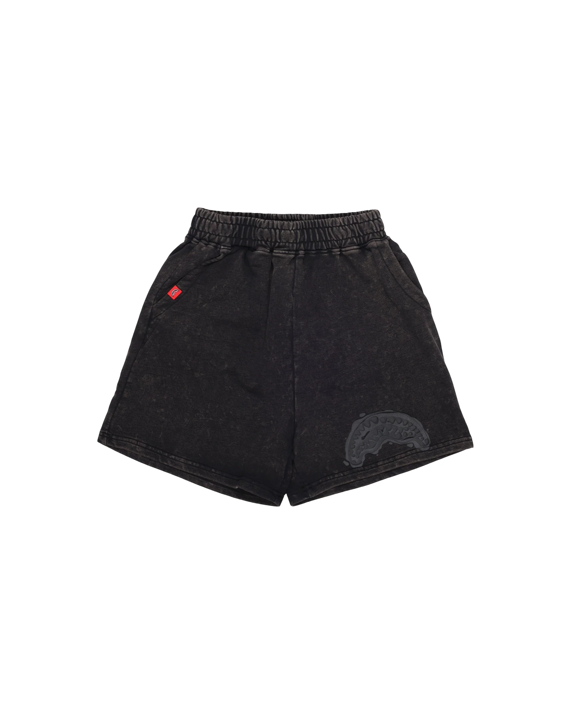 STONE WASHED MELTED SHARK SHORTS BLK